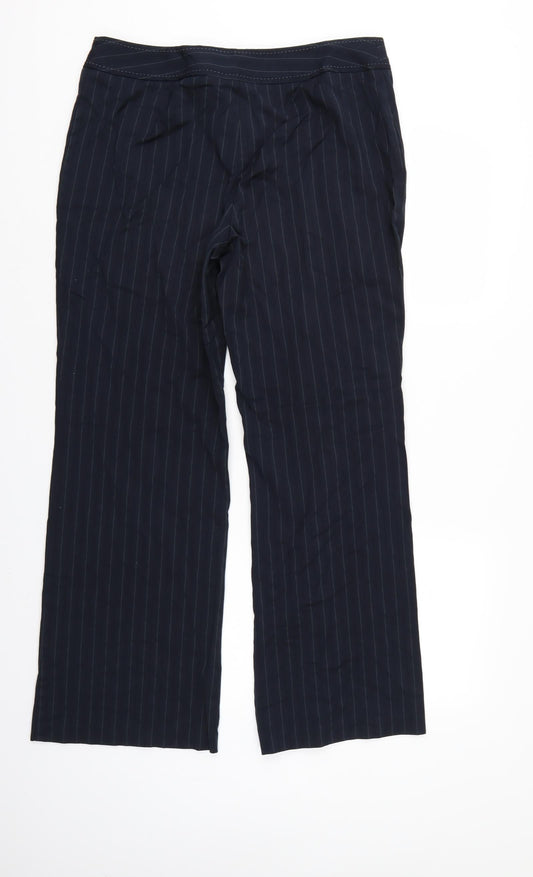 Marks & Spencer` Womens Blue Striped  Trousers  Size 14 L29 in