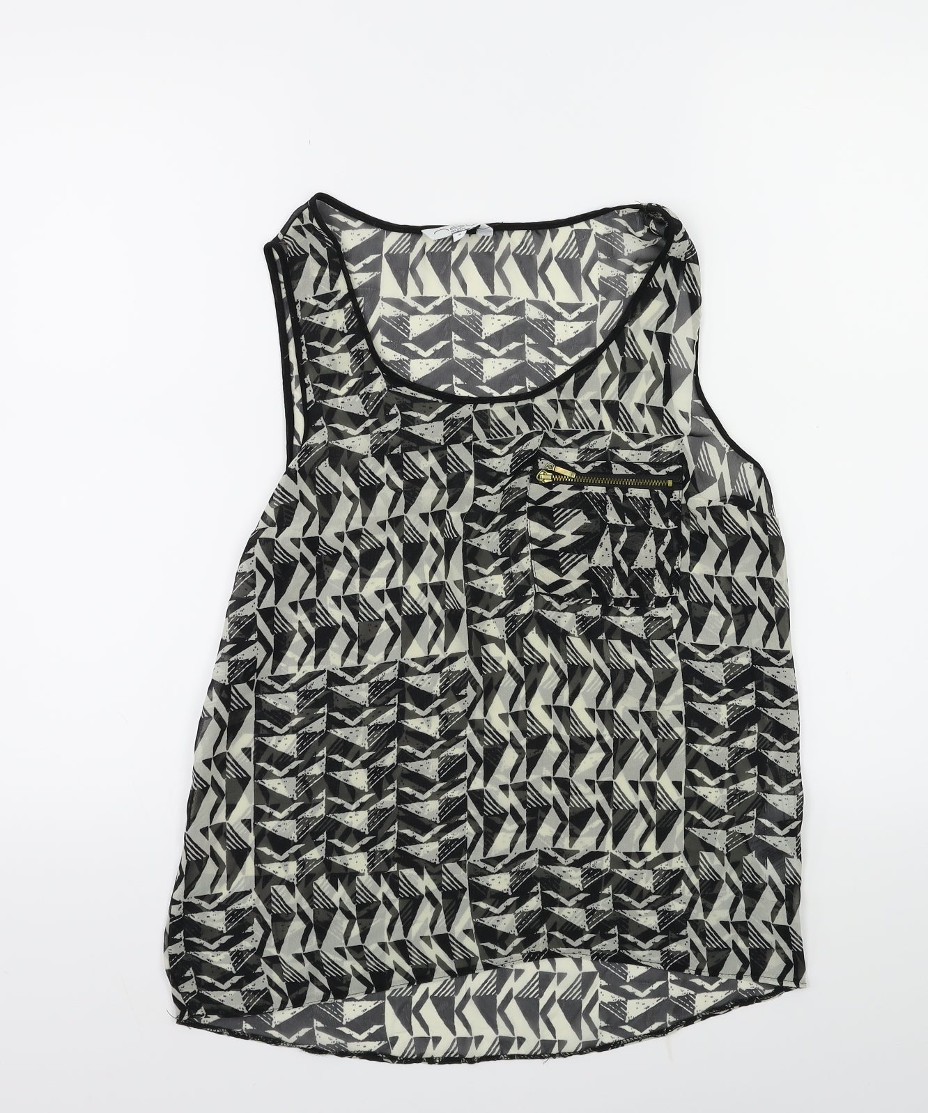 New Look Womens Black Geometric  Basic Tank Size 8