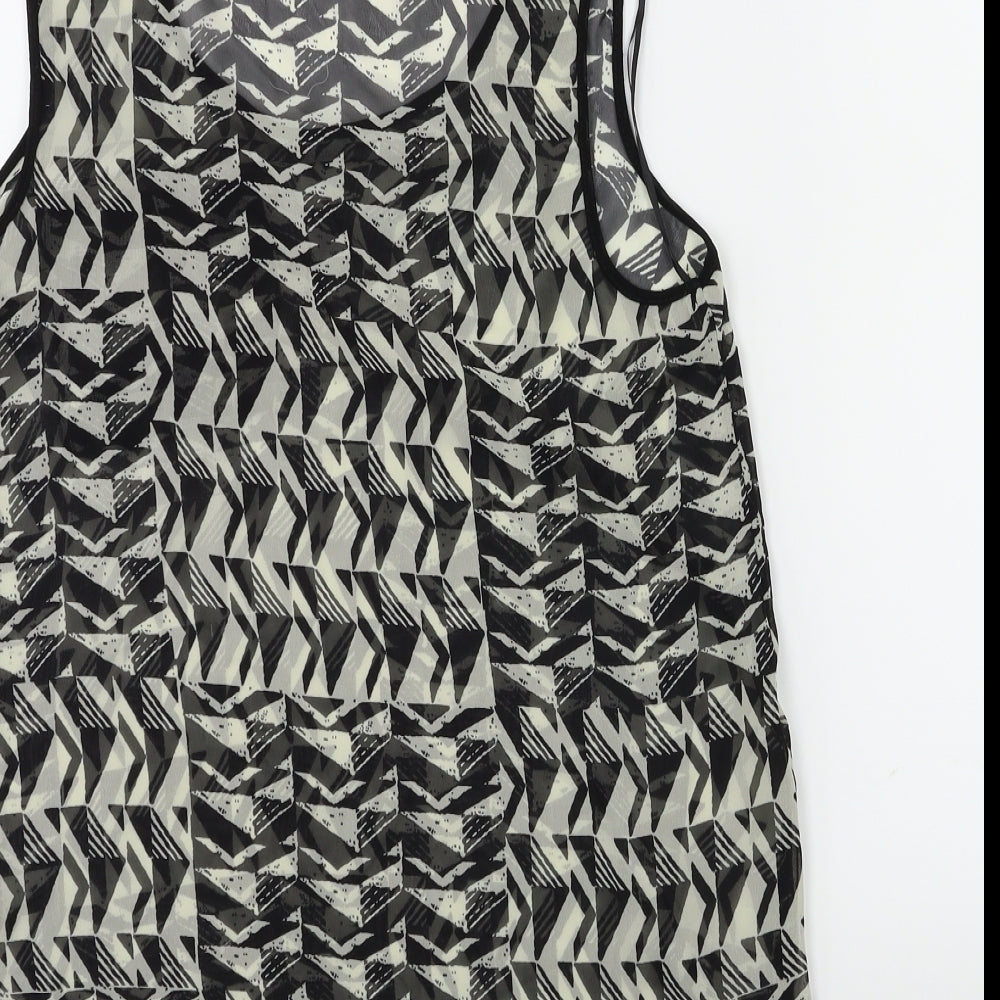 New Look Womens Black Geometric  Basic Tank Size 8