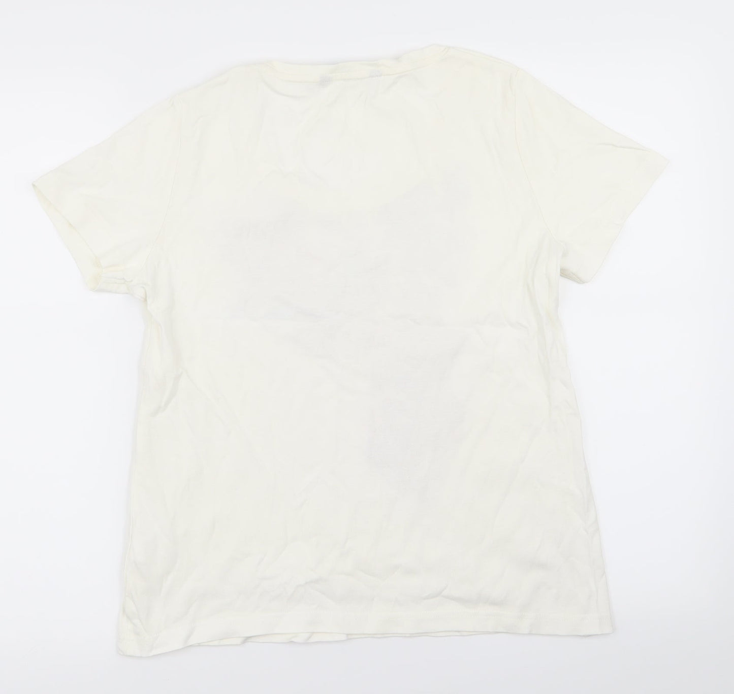 BM casual Womens White Floral  Basic T-Shirt Size S