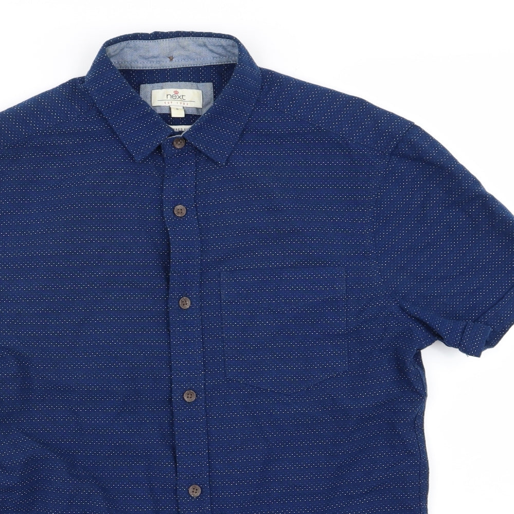 NEXT Mens Blue Polka Dot   Button-Up Size S