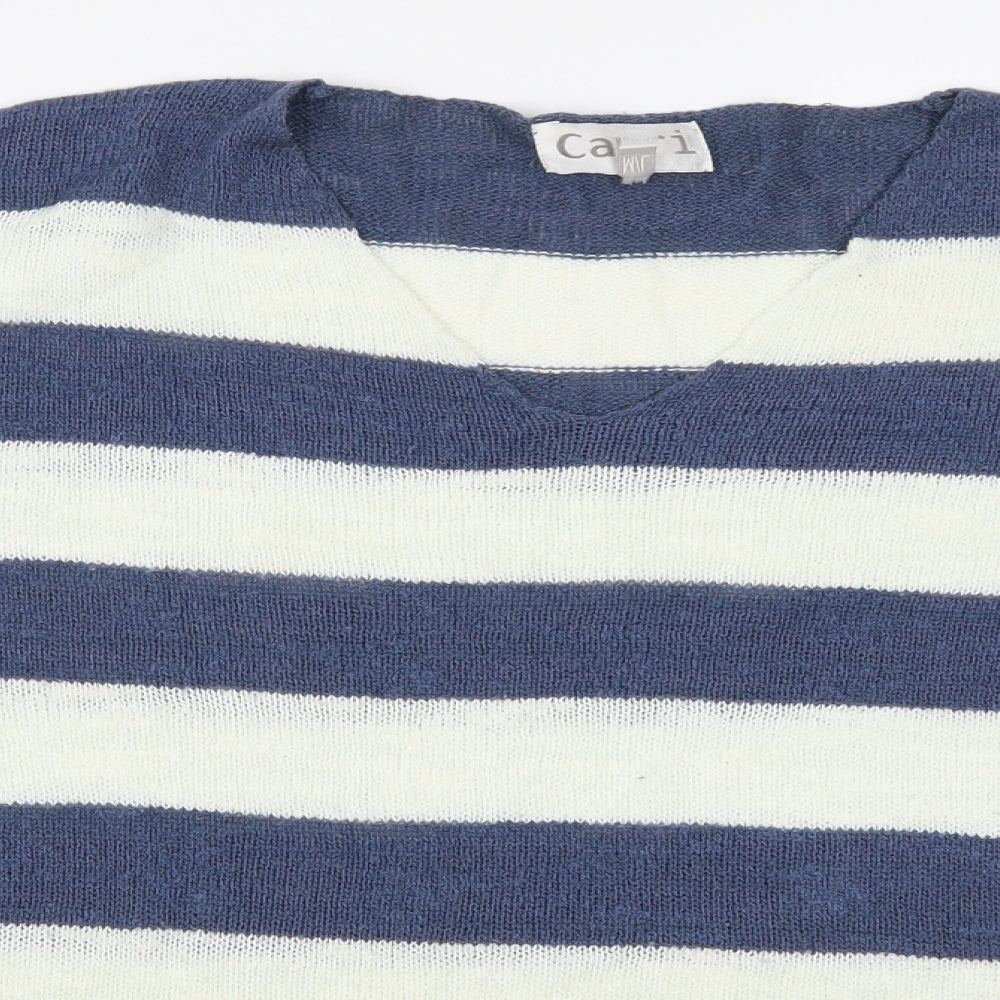 Capri Womens Blue Striped  Pullover Jumper Size M