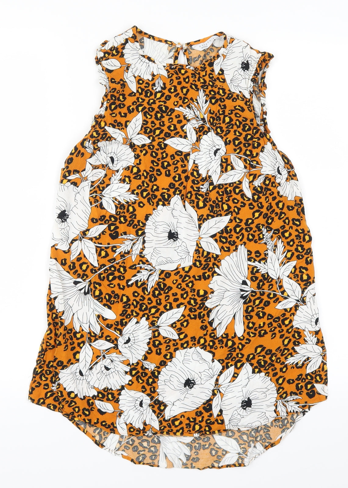 Papaya Womens Orange Animal Print  Basic Tank Size 8  - Floral