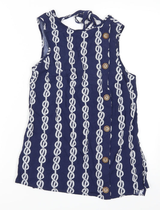 Papaya Womens Blue Geometric  Basic Tank Size 8  - Chain Print