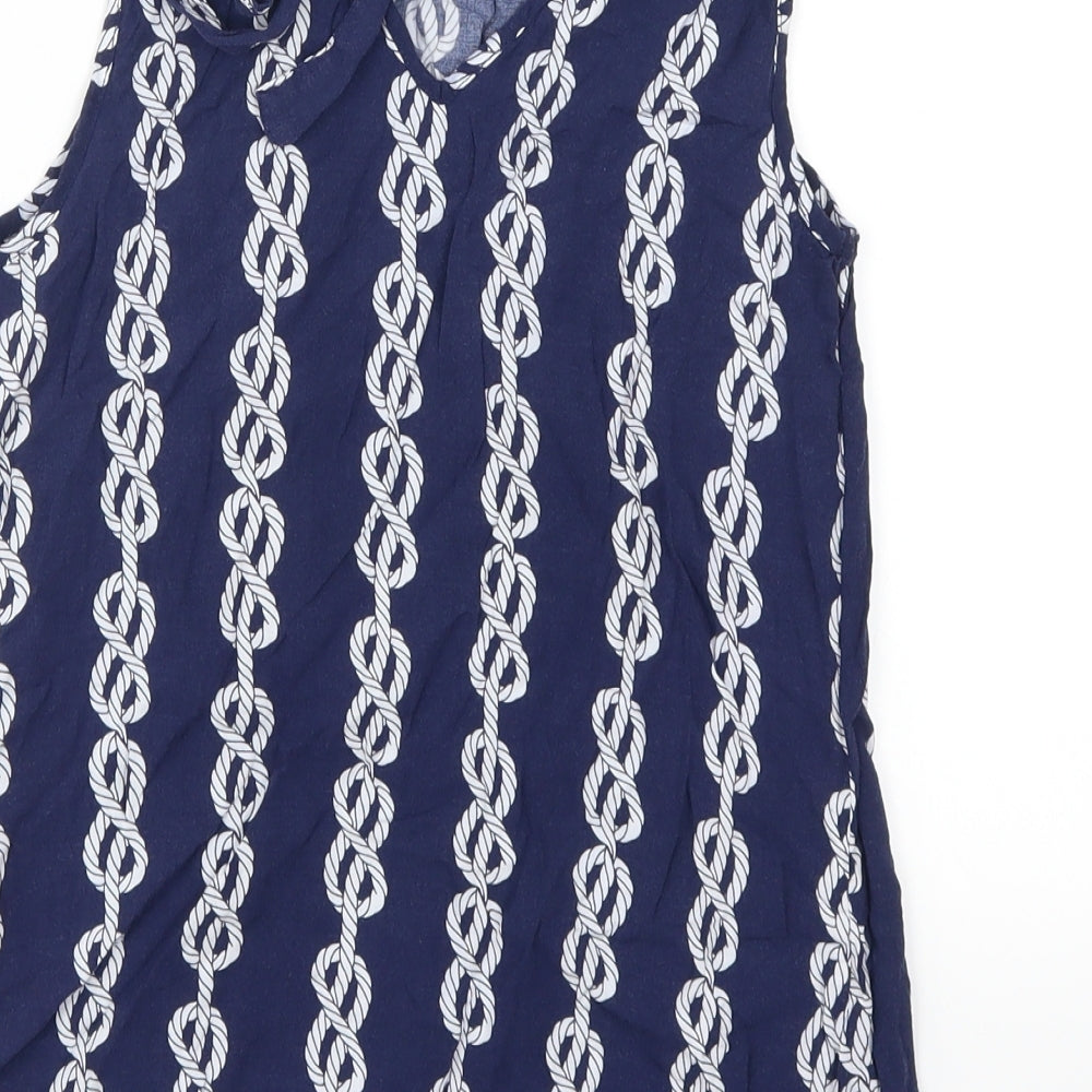 Papaya Womens Blue Geometric  Basic Tank Size 8  - Chain Print