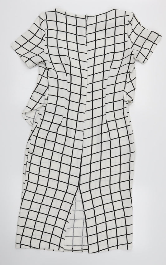 COLLECTION  Womens White Check  Fit & Flare  Size 8
