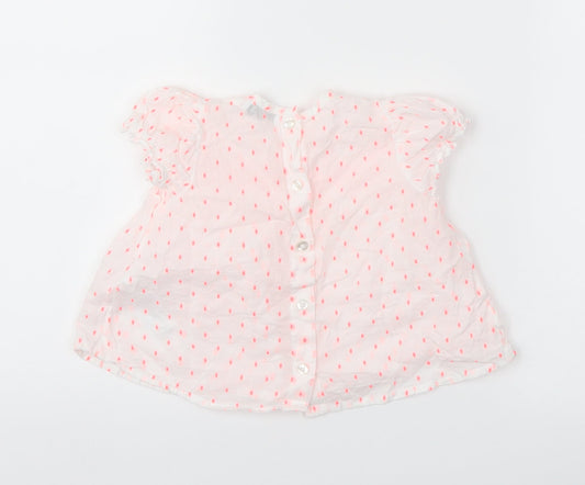 RR Girls White Spotted  Basic T-Shirt Size 12 Months
