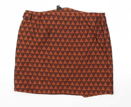 Topshop Womens Brown Argyle/Diamond  A-Line Skirt Size 12