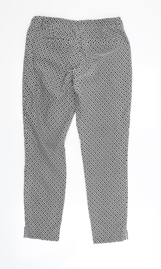 Doti Womens White Argyle/Diamond  Trousers  Size 8 L26 in