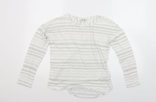 NEXT Womens White Striped Knit Pullover Jumper Size 8