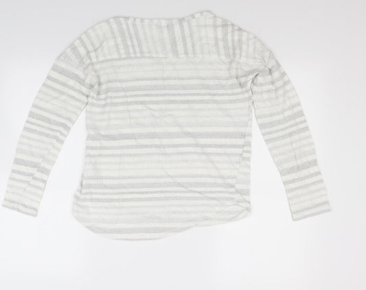 NEXT Womens White Striped Knit Pullover Jumper Size 8