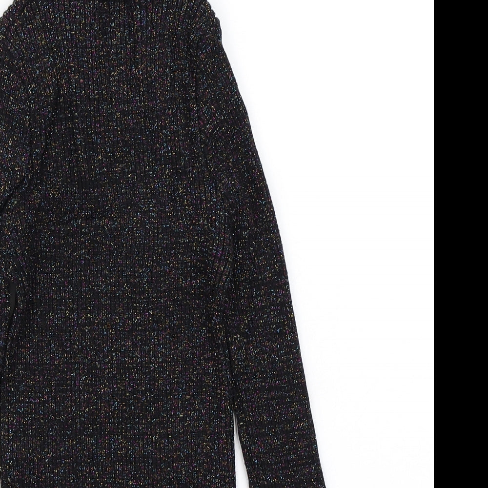 Wild Flower Womens Black   Pullover Jumper Size M  - Ribbed