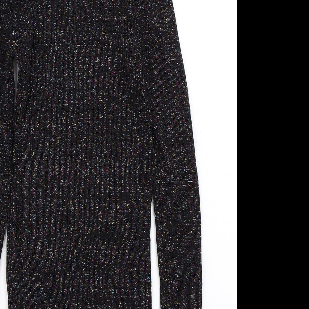 Wild Flower Womens Black   Pullover Jumper Size M  - Ribbed