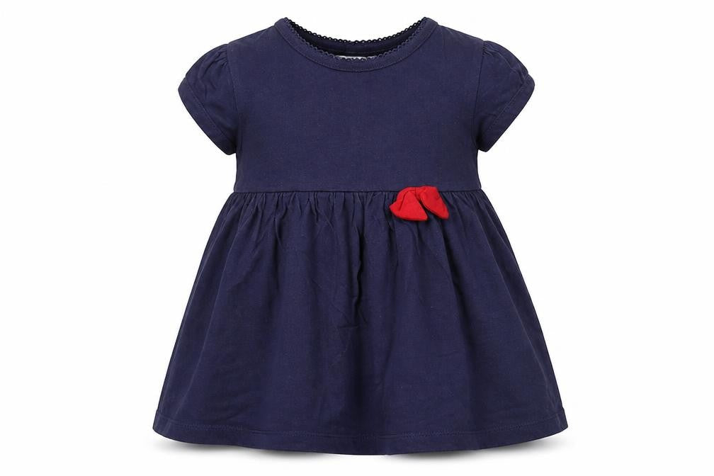 Front view of Ladybird girls’ blue skater dress, size 18-24, months