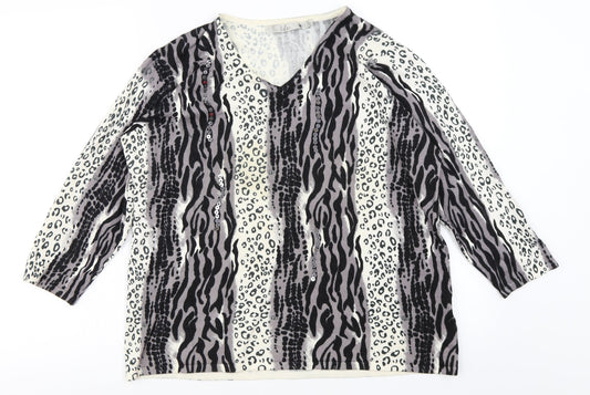 Isle Womens Ivory Animal Print  Pullover Jumper Size L