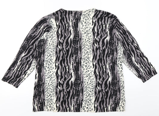 Isle Womens Ivory Animal Print  Pullover Jumper Size L