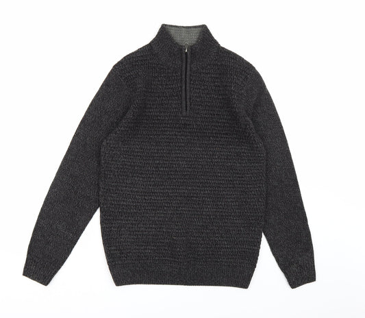 Easy Mens Grey  Knit Pullover Jumper Size S