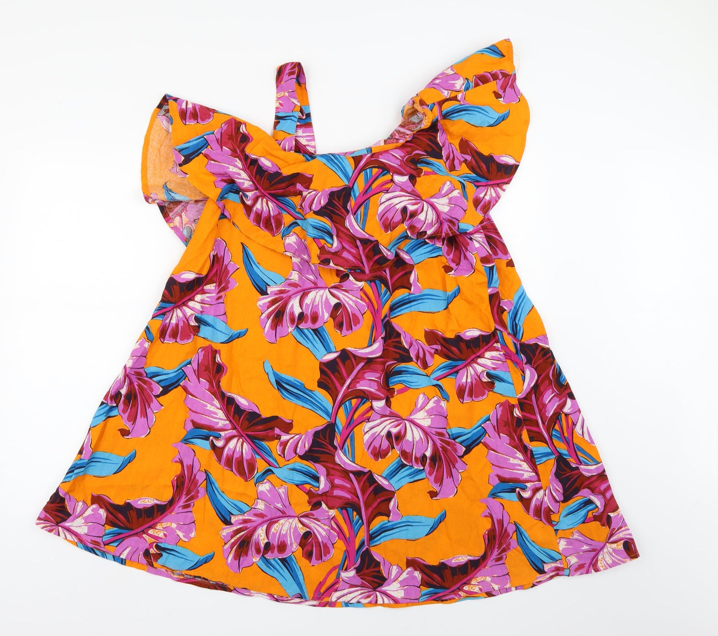 ASOS Womens Orange Floral  A-Line  Size 8