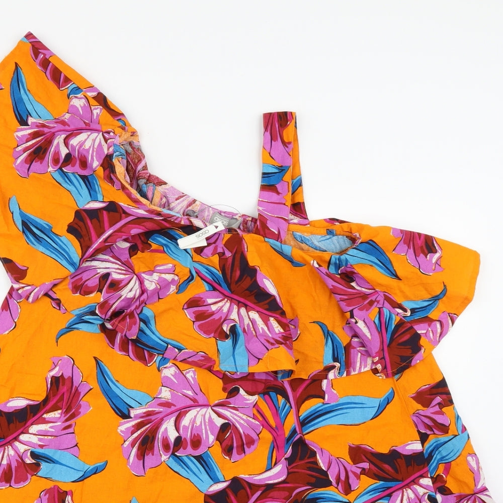 ASOS Womens Orange Floral  A-Line  Size 8