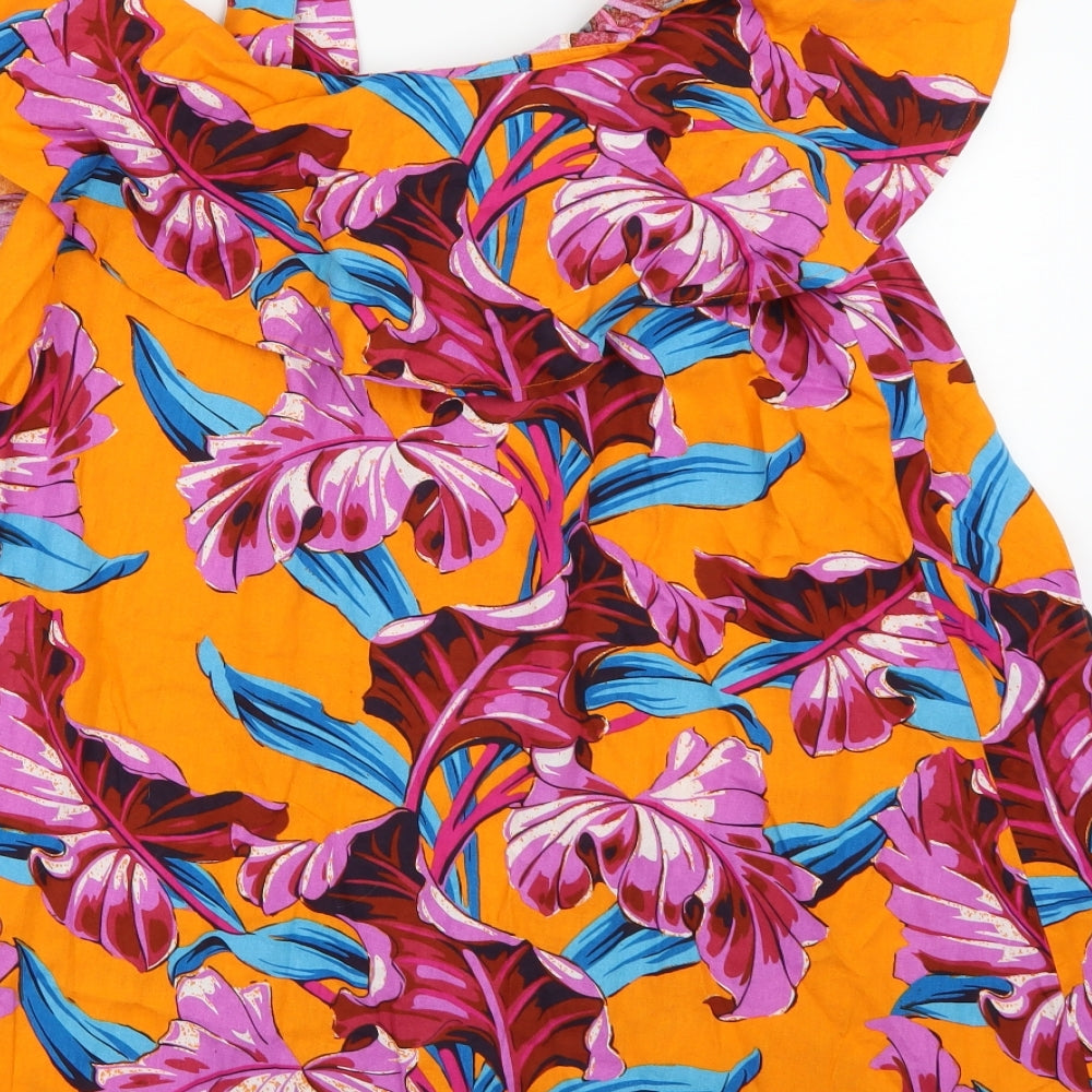 ASOS Womens Orange Floral  A-Line  Size 8