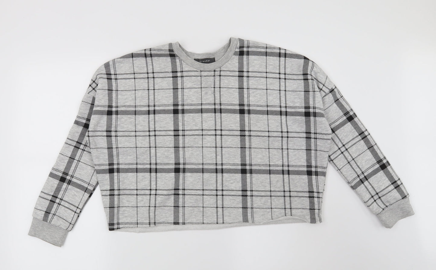 Primark Womens Grey Check  Pullover Sweatshirt Size 4