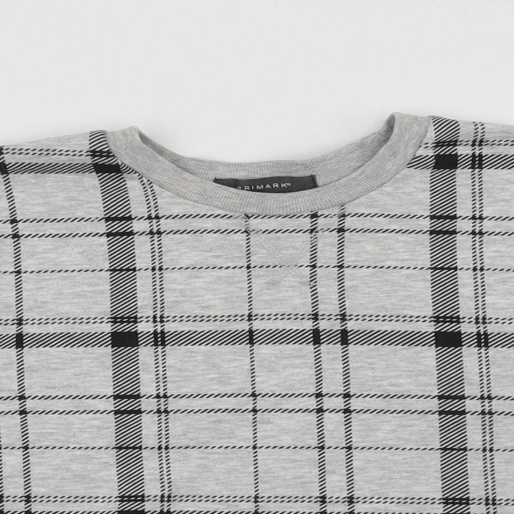 Primark Womens Grey Check  Pullover Sweatshirt Size 4