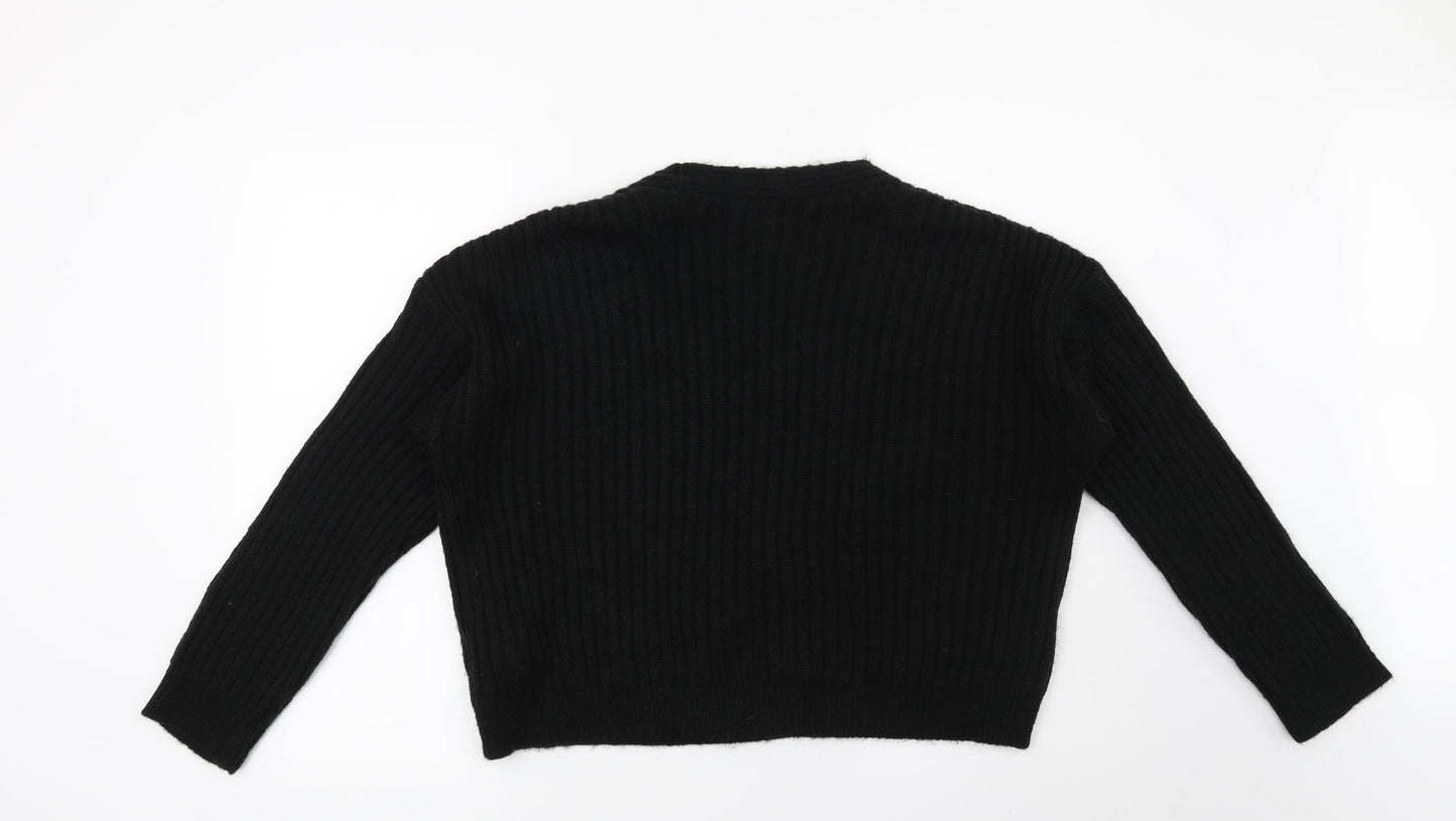 New Look Womens Black Striped  Pullover Jumper Size M