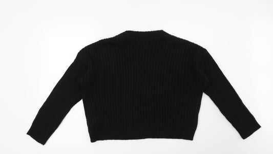 New Look Womens Black Striped  Pullover Jumper Size M