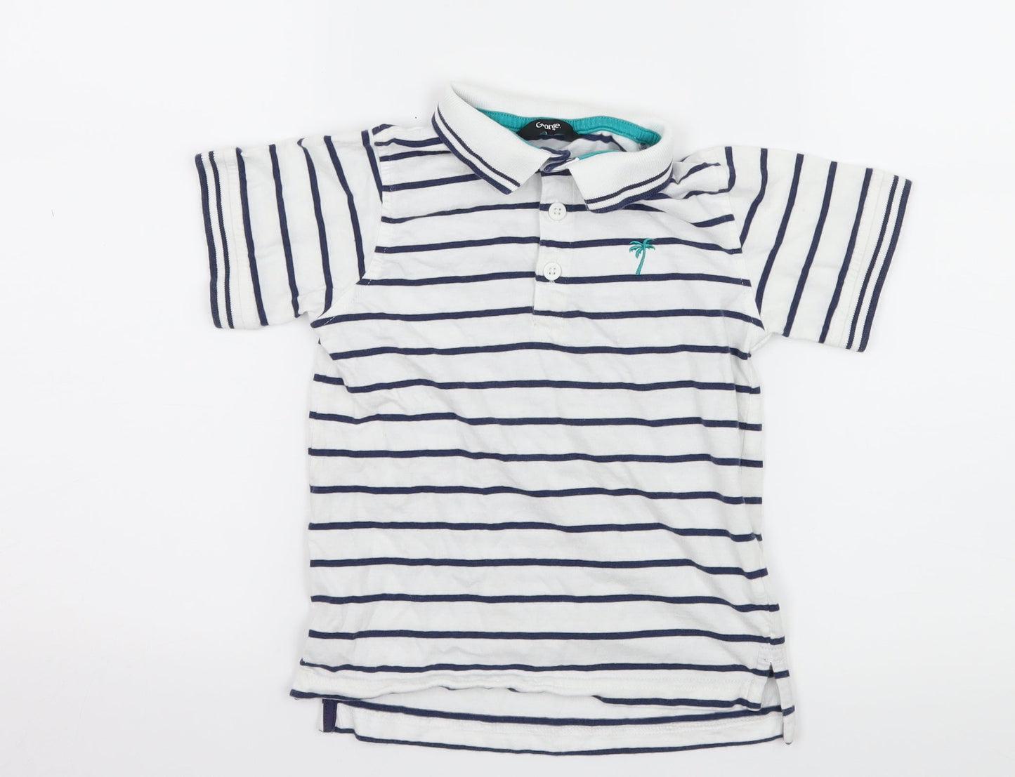 George Boys White Striped Jersey Basic T-Shirt Size 5-6 Years