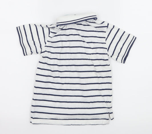 George Boys White Striped Jersey Basic T-Shirt Size 5-6 Years