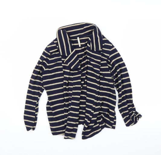 Olivia Moon Womens Blue Striped  Cardigan Jumper Size L