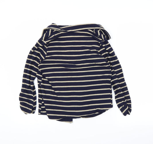 Olivia Moon Womens Blue Striped  Cardigan Jumper Size L