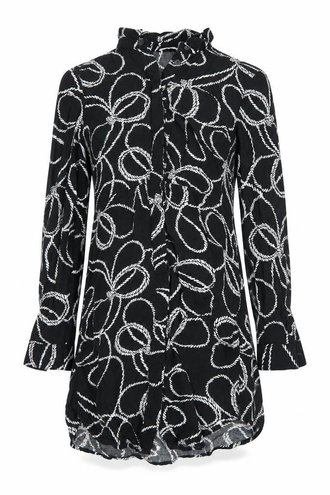 Warehouse Womens Black   Tunic Button-Up Size 6