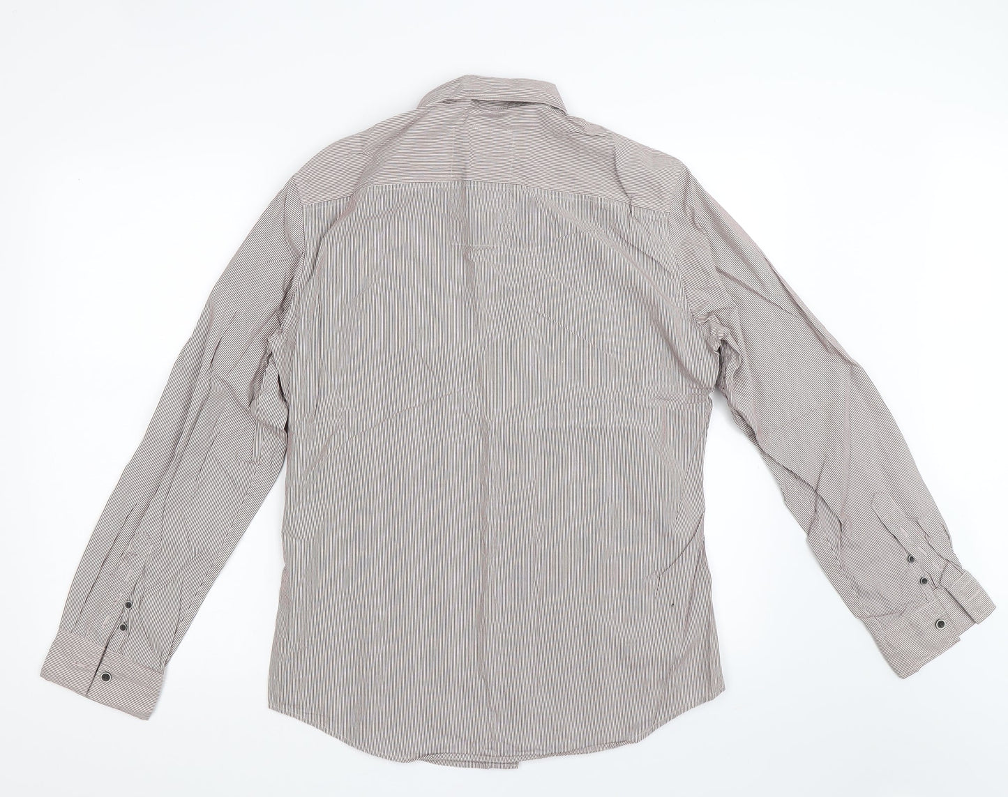 NEXT Mens Brown Striped   Button-Up Size M