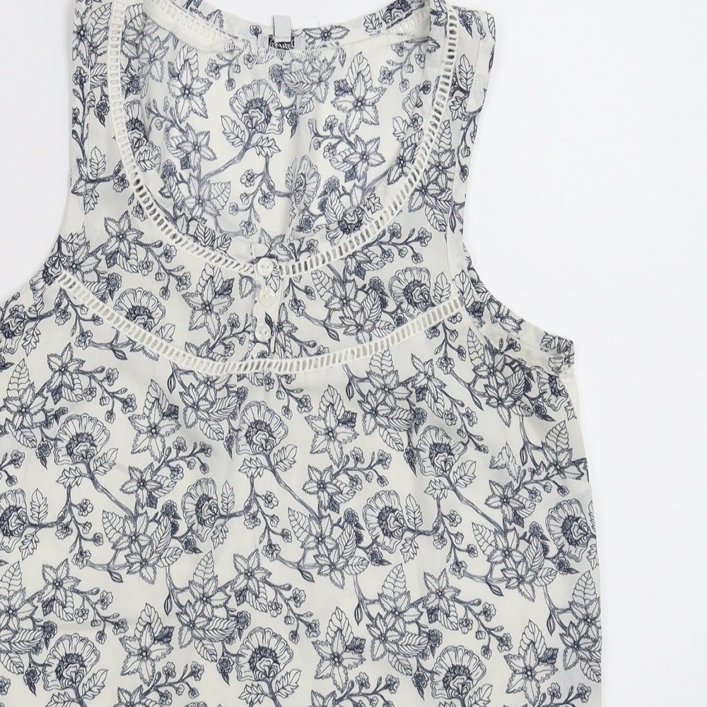 kismel Womens White Floral  Basic Tank Size XS