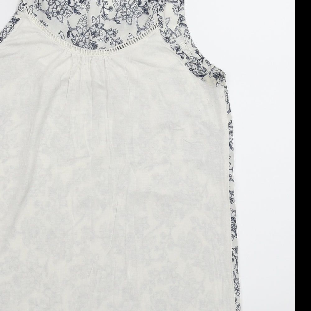 kismel Womens White Floral  Basic Tank Size XS