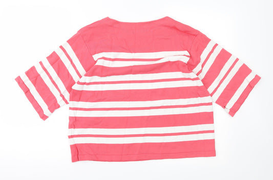 Marks and Spencer Womens Pink Striped Knit Pullover Jumper Size 12