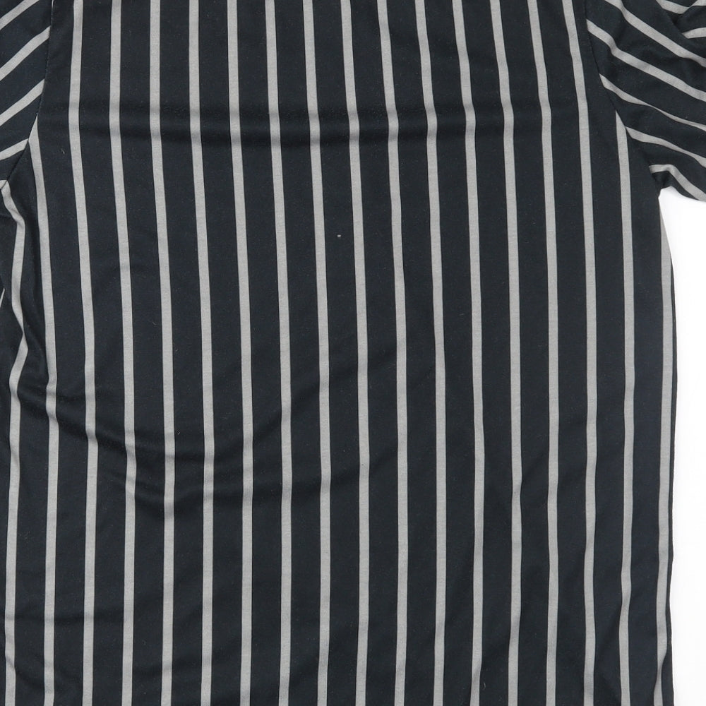 Slick Lane Mens Black Striped   T-Shirt Size S