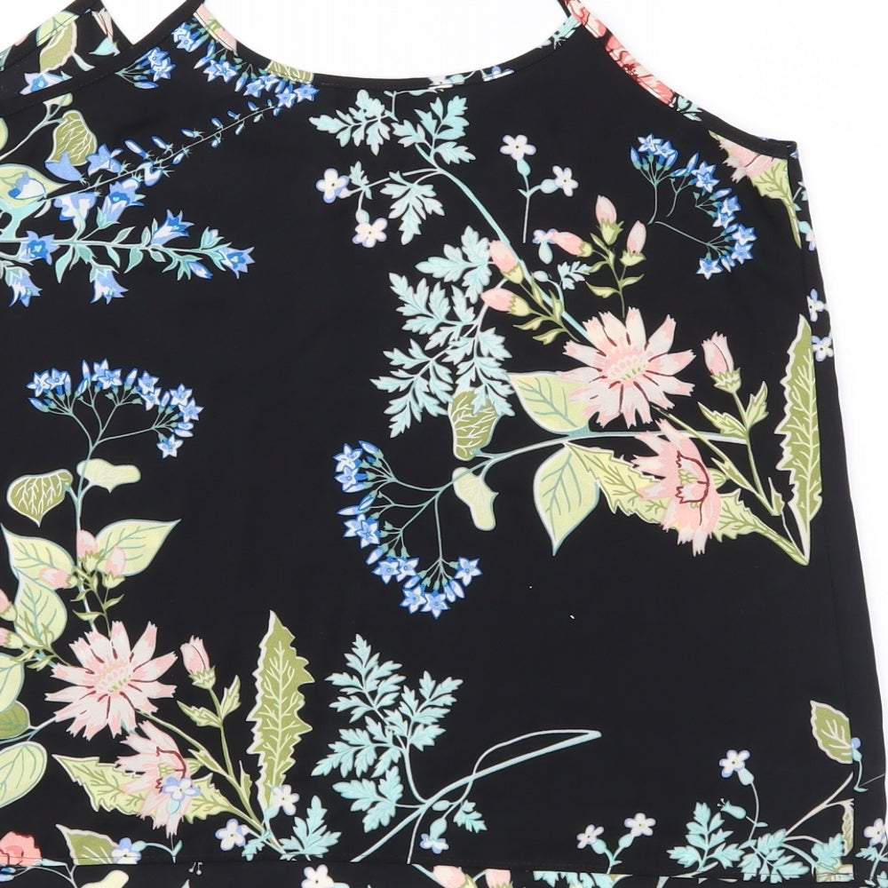 Papaya Womens Black Floral  Camisole Blouse Size 8