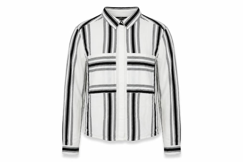 H&M Womens White Striped  Basic Button-Up Size 8