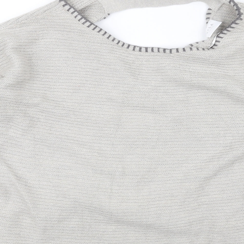 Villa Womens Grey  Knit Pullover Jumper Size L