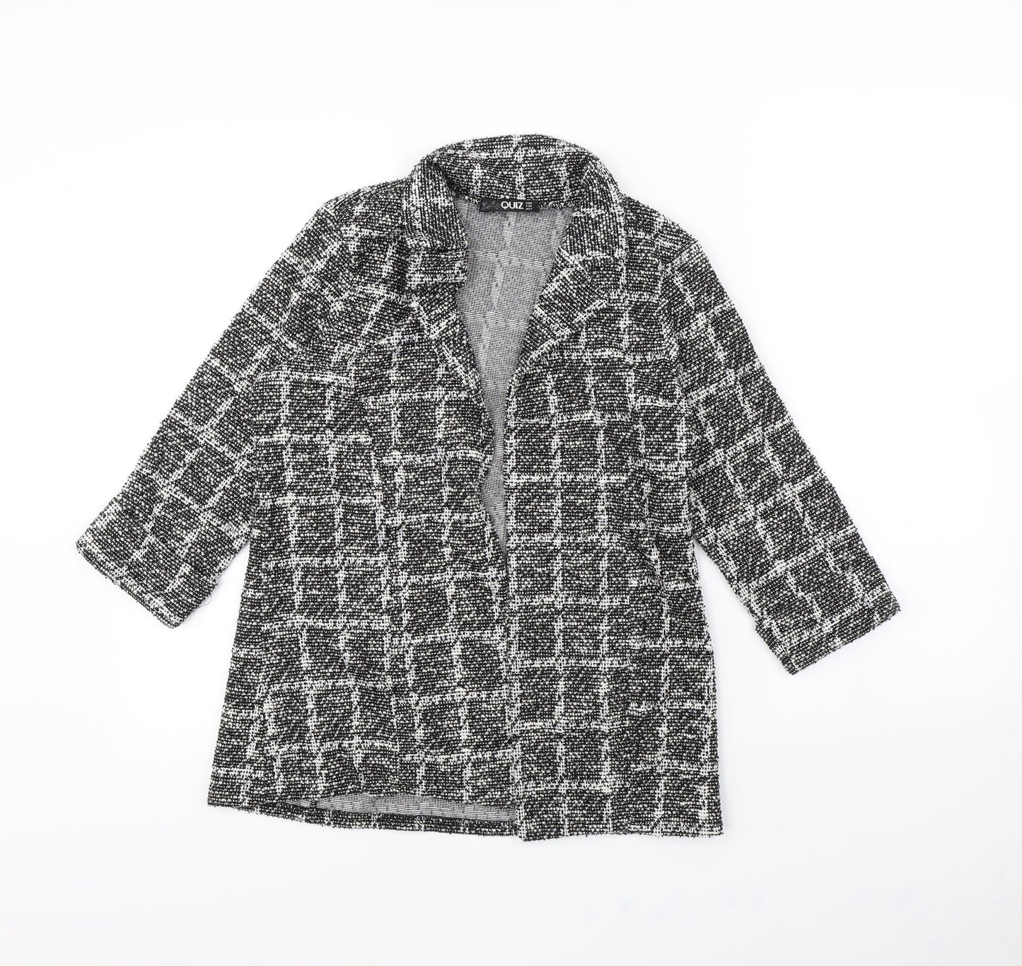 Quiz Womens Black Plaid  Jacket  Size 8
