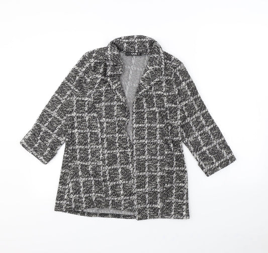 Quiz Womens Black Plaid  Jacket  Size 8