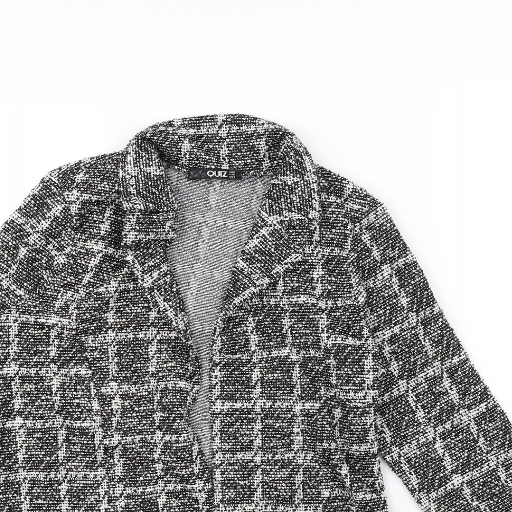 Quiz Womens Black Plaid  Jacket  Size 8