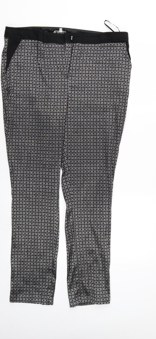 Peacocks Womens Black Argyle/Diamond  Trousers  Size 16 L28 in