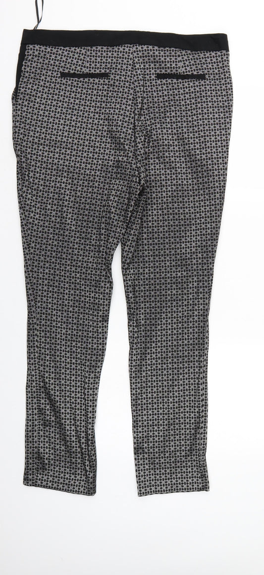 Peacocks Womens Black Argyle/Diamond  Trousers  Size 16 L28 in