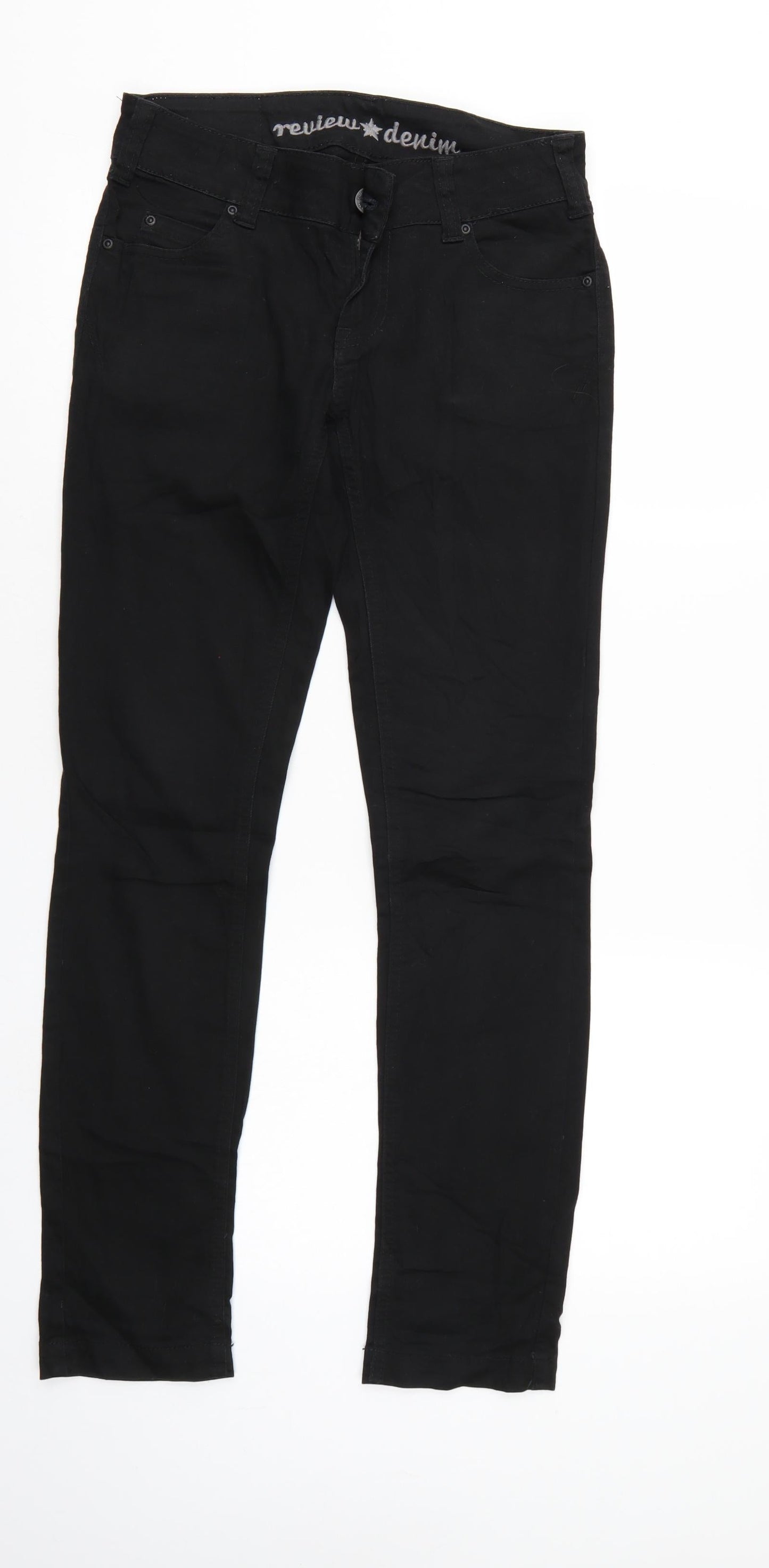 Review Mens Black  Denim Straight Jeans Size 26 L30 in