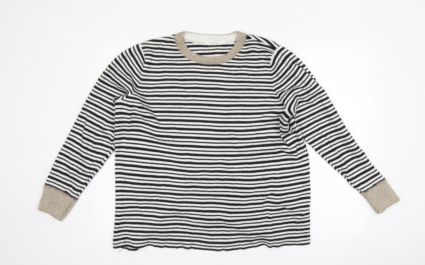 Savannah Miller Womens Black Striped  Pullover Jumper Size 18