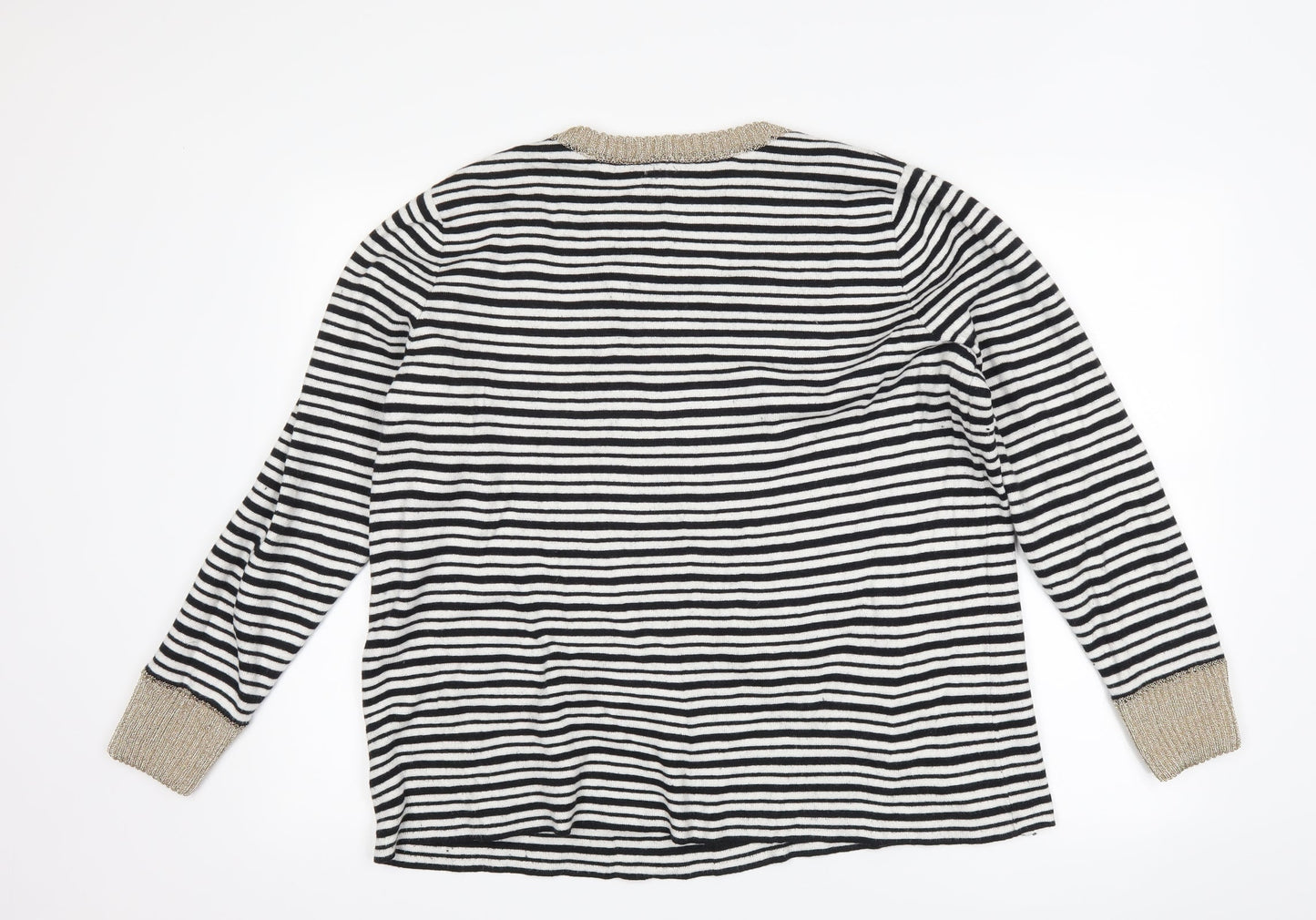 Savannah Miller Womens Black Striped  Pullover Jumper Size 18