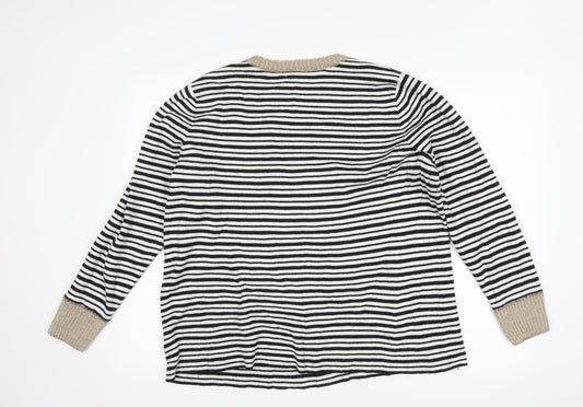 Savannah Miller Womens Black Striped  Pullover Jumper Size 18